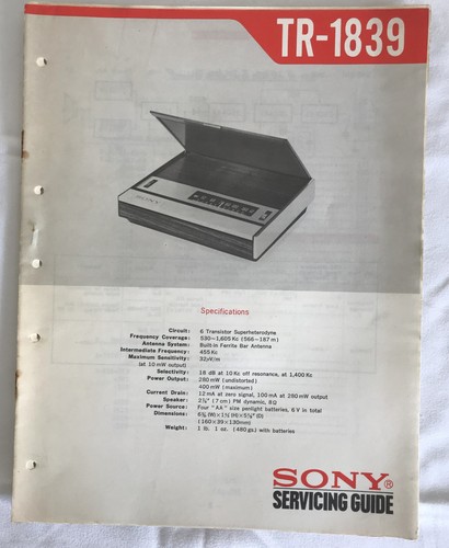 Sony 1839 transistor radio - sony, tr-1839