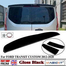 GLOSS BLACK REAR TWIN BARN DOOR ROOF SPOILER FOR FORD TRANSIT CUSTOM 2012-20 UK