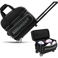 Bowling Ball Bag Nylon Double with Wheels Large Shoe Compartment