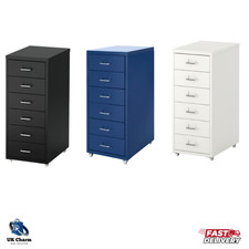 IKEA HELMER 6 Drawer Filing Cabinet Storage Unit Home Office Wheels Castors