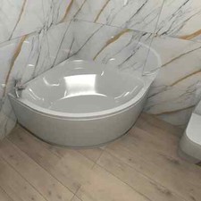 1350mm Corner Bath & Front Panel, Modern Style, White