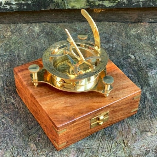 Sundial compass vintage brass - compass,