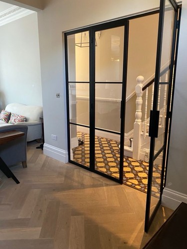 Steel crittal style glass door - crittal,