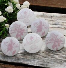 Seconds - Pink and white knobs pink ceramic drawer knobs wardrobe handles