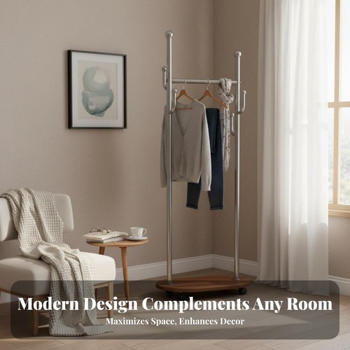 Rolling clothes rack with - clothes,