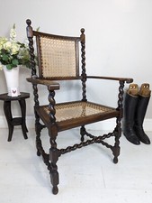Barley Twist Cane Armchair Wide Oak Elbow RARE Antique Chair FREE POSTAGE 