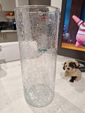Clear Crackle Glass Cylinder