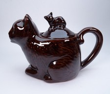 Vintage Brown Glaze Cat Shaped