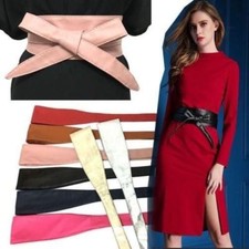 Quality Women Faux Leather Wrap Around Self Tie Obi Corset Cinch Waist Band Belt