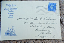 1946 letter from Queen Elizabeth liner maiden voyage stamp George v1