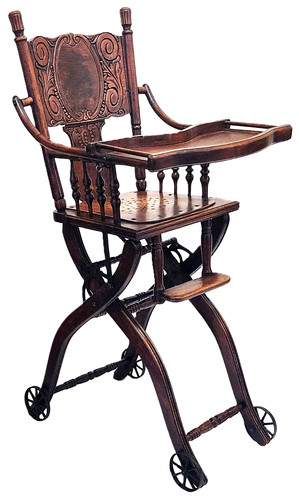 Oak high chair - oak, stroller