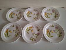 Royal Worcester Palissy Viola & Meadow Clover 6 x Tea/Side Plates Vintage