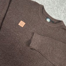 Swanndri Wool Sweater Men's M Brown Crewneck Ribbed Knit Pullover Outdoor Ribbed
