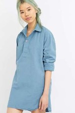 Vintage Women's 1970s Swedish blue blouse shirt relaxed lounge military