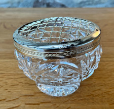 Vintage Cut Glass Posy Rose Bowl Centrepiece with Metal Flower Arranging Grid