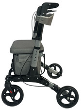 Lightweight Folding Rollator Walking Frame with Seat Shopping Trolley Aluminium