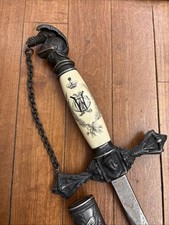 Antique MASONIC KNIGHTS TEMPLAR SWORD F.S.Armstrong Etched Blade w/I.D. Level 30