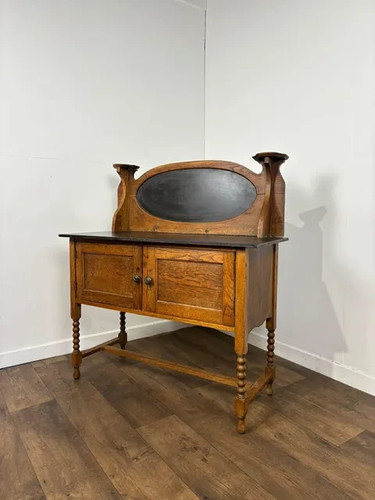 Edwardian oak marble top - marble,