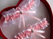 NEW Baby Pink White Wedding Garter Prom Homecoming GetTheGoodStuff A+ LOVE