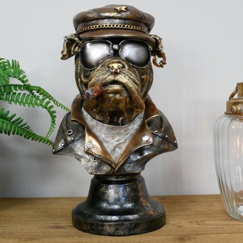 Smoking bulldog bust ornament - bulldog,