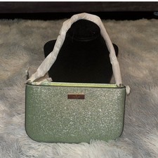 NWT Kate Spade Kenzie Limited Edition Black Glitter Small Purse Seawater Green