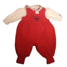 Oshkosh Baby B'Gosh Red Fruit Scotty Dog Romper With White Undershirt Vintage