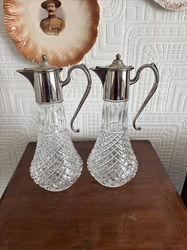 Vintage pair pressed glass - pair,