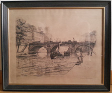 Caroline Armington - le pont Saint Michel - Paris - Eau forte - circa 1930