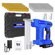 Electric Staple/Nail Gun + Battery, 1000 Nails for Use with Fabric Leather Wood