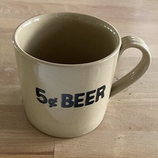 Vintage 5 Cent Beer Large Stoneware Mug Pearsons Chesterfield 1810 England