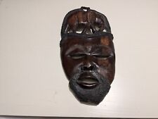 AFRICAN MASK Wooden Decorated Elephant Tribal Hand Carved Wall Plaque Hanging