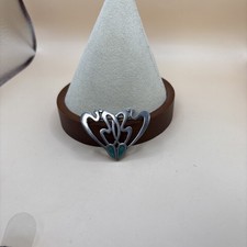 Art Nouveau Designs Silver Plated Brooch with Enamel Floral Design Vintage