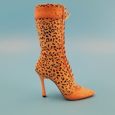Just the Right Shoe "Untamed" Orange Leopard Print Miniature Boot Raine 25159