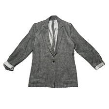 Majestic Filatures One Button Linen Blazer Sz 10UK 6US M Pinstripe Lightweight