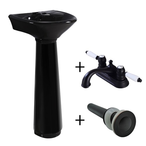 Black small pedestal sink - black,