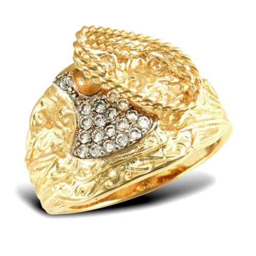 9ct yellow gold saddle - 9ct, cz