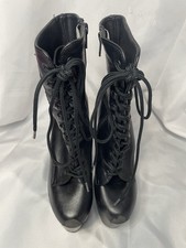 Old Run Down Stripper Shoes Booties Boots Dancer 6.5 Inch Heels Size 7.5