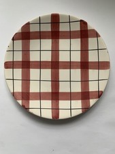 50s Washington Pottery Check Red Strip   Harlequiane plate 23cm 