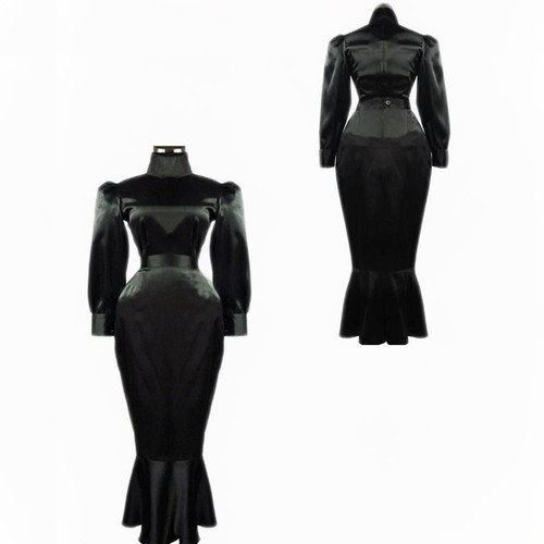 Girl maid sissy black satin - sissy,
