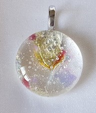 Pendant ~ Dichroic Glass ~ Clear & Metallic Colours ~ Hand-Crafted Glass ~ Round