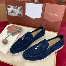 Loro Piana Summer Walk Charms Loafers Midnight Blue (WA06) Size 5 EUR 38