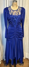 Vintage Filigree Womens Cobalt Blue Event /Dance Dress Sz 16 Pre-owned