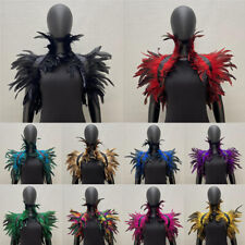 Shoulder Wrap Cape Gothic Collar Ladies Feather Shrug Shawl for Festival Party