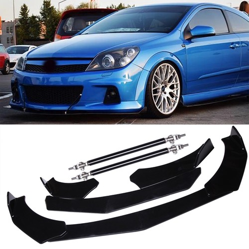 Glossy black front bumper lip - black,