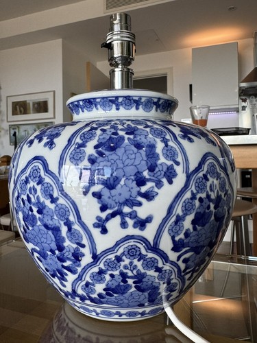 Blue white floral ceramic - white,
