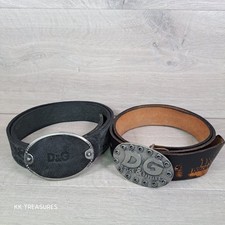 Dolce & Gabbana D&G Belt Big Buckle Genuine Leather Used Vintage Y2K - 2 Belts