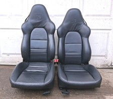 PORSCHE BOXSTER (986) 911 (996) - BLACK LEATHER FRONT SPORTS CRESTED SEATS