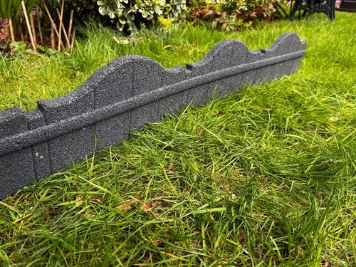 Garden curve lawn stone border - garden,