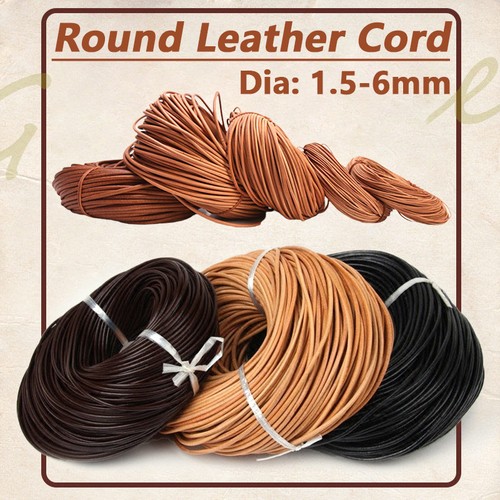 Vintage round leather cord - vintage,