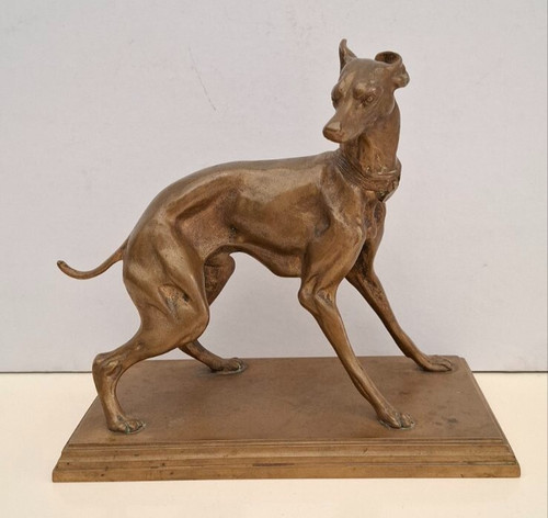 Vintage bronze greyhound - vintage,